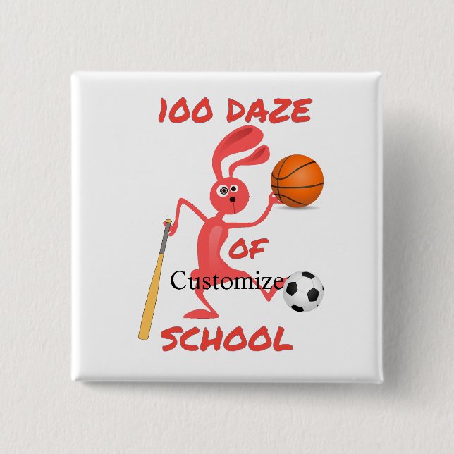 Badge Carré 5 Cm Cent Daze De L'École Thunder_Cove (Devant)