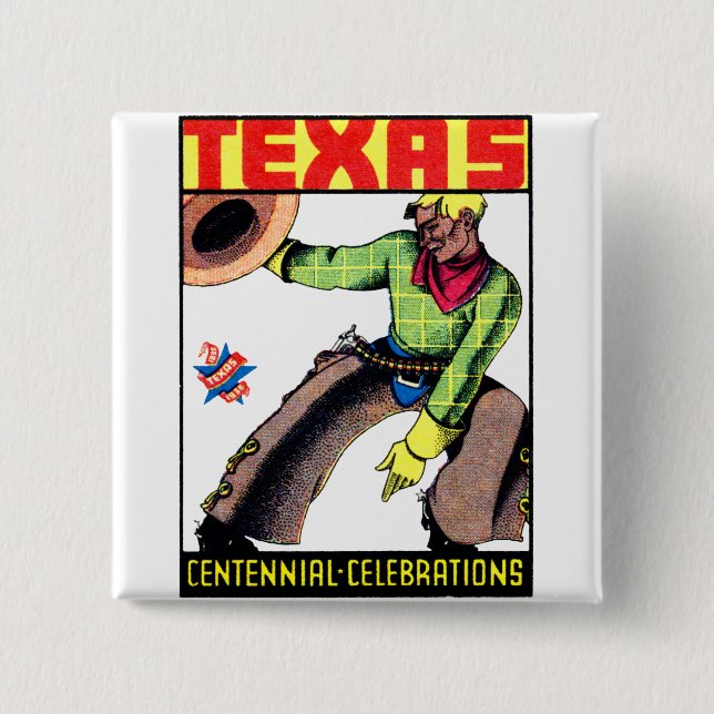 Badge Carré 5 Cm Centenaire du Texas 1936 (Devant)