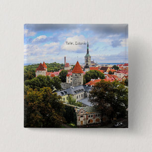 Badge Carré 5 Cm Centre historique de Tallin, Estonie,