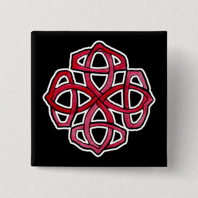 Badge Carré 5 Cm Cercle rouge de Knotwork de Celtic (Devant)