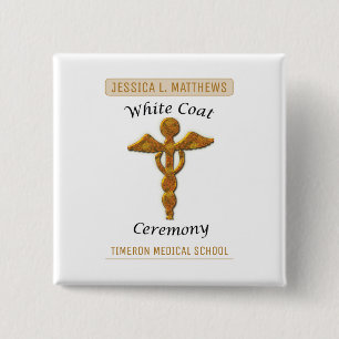Badge Carré 5 Cm Cérémonie de la blouse blanche or médical, article