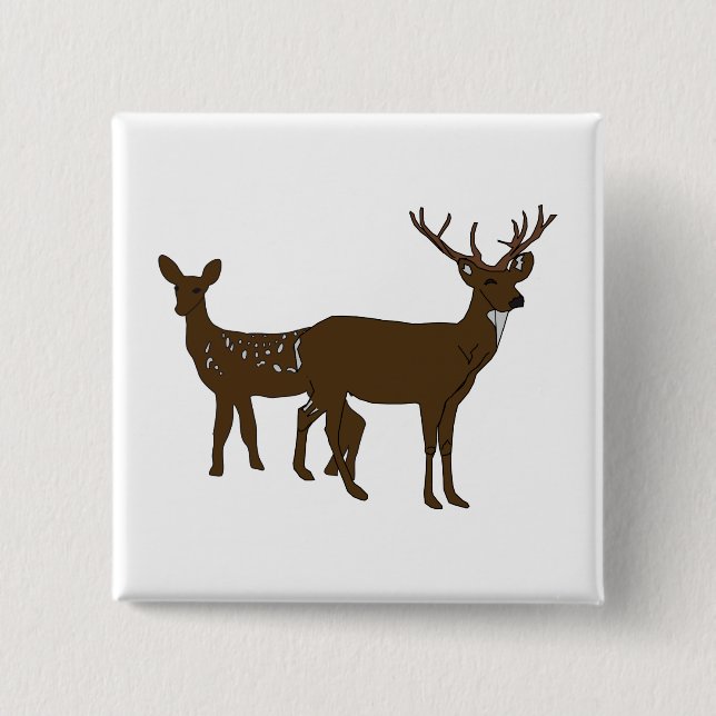 Badge Carré 5 Cm Cerf (Devant)