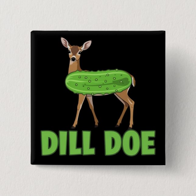 Badge Carré 5 Cm Cerf drôle de Dill Humour adulte Nature drôle Cerf (Devant)