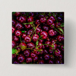 Badge Carré 5 Cm Cerises