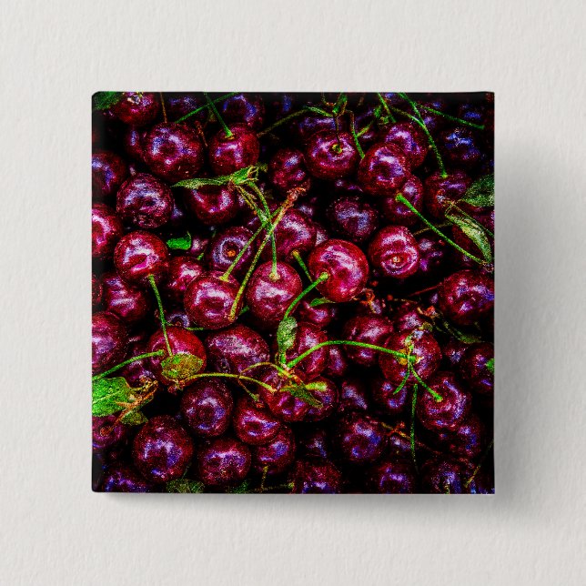 Badge Carré 5 Cm Cerises (Devant)