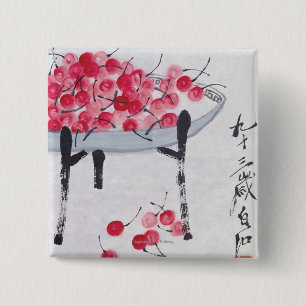 Badge Carré 5 Cm Cerises