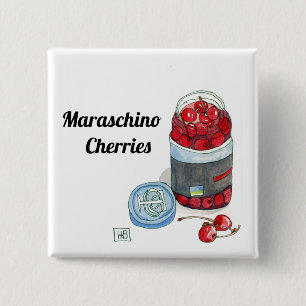 Badge Carré 5 Cm Cerises de marasquin
