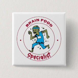 Badge Carré 5 Cm Cerveau Spécialiste alimentaire cerveau zombie