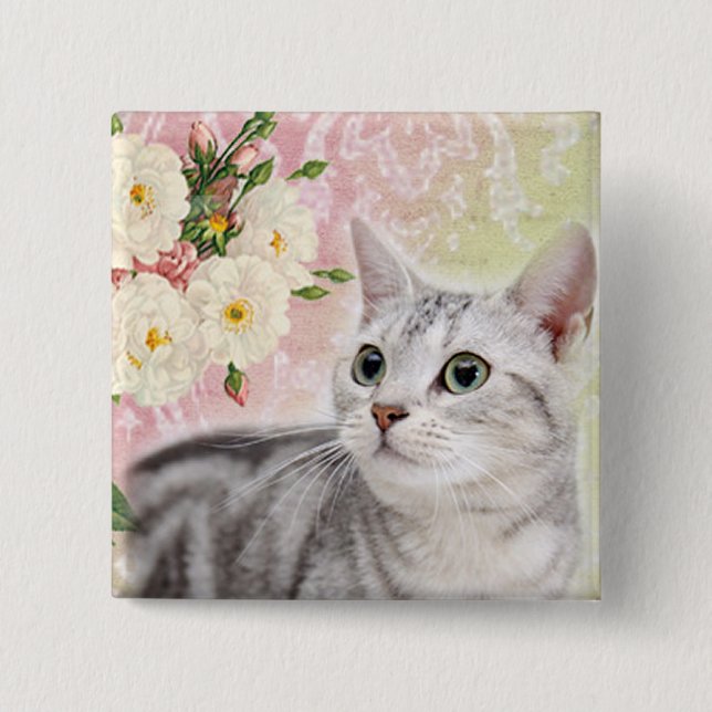 Badge Carré 5 Cm Cessez de sentir les roses (Devant)