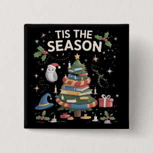 Badge Carré 5 Cm C'est la saison de l'école de sorcier Noël Cozy Ma