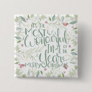 Badge Carré 5 Cm C'est le moment le plus merveilleux de l'année Noë