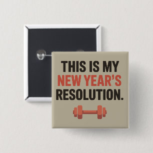 Badge Carré 5 Cm C'est ma résolution de Nouvel An Motivation Gym