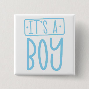 Badge Carré 5 Cm C'est un bouton de célébration de mignonne garçon
