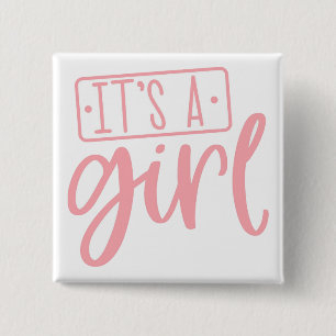 Badge Carré 5 Cm C'est un bouton Fête Fille Mignonne