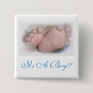 Badge Carré 5 Cm C'est un garçon ! ! Bouton
