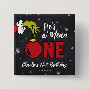 Badge Carré 5 Cm C'est un Mean One   Anniversaire de Grinch