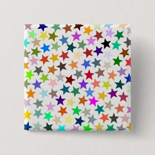 Badge Carré 5 Cm C'est un Rainbow Party, Multi-Coloured Stars Motif