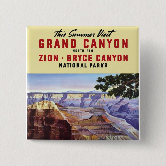 Badge Carré 5 Cm Cette Visite Été Du Grand Canyon (Devant)