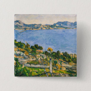 Badge Carré 5 Cm Cézanne - Golfe de Marseille vu depuis L'Estaque