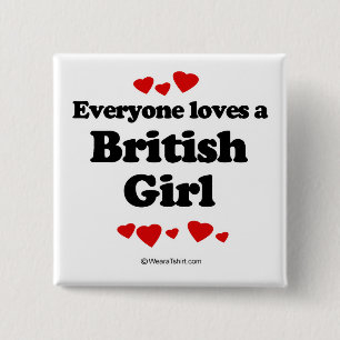 Badge Carré 5 Cm Chacun aime une fille britannique