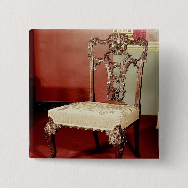 Badge Carré 5 Cm Chaise, conception de "directeur" de Chippendale, (Devant)