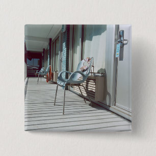 Badge Carré 5 Cm Chaises en dehors des chambres d'hôtel de plage