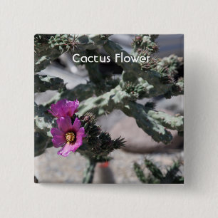 Badge Carré 5 Cm Challa Cactus en fleurs