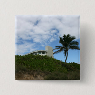 Badge Carré 5 Cm Chambre de plage sur la colline avec le ciel et le