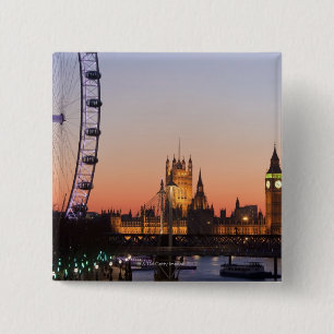 Badge Carré 5 Cm Chambres du Parlement et de l'oeil de Londres