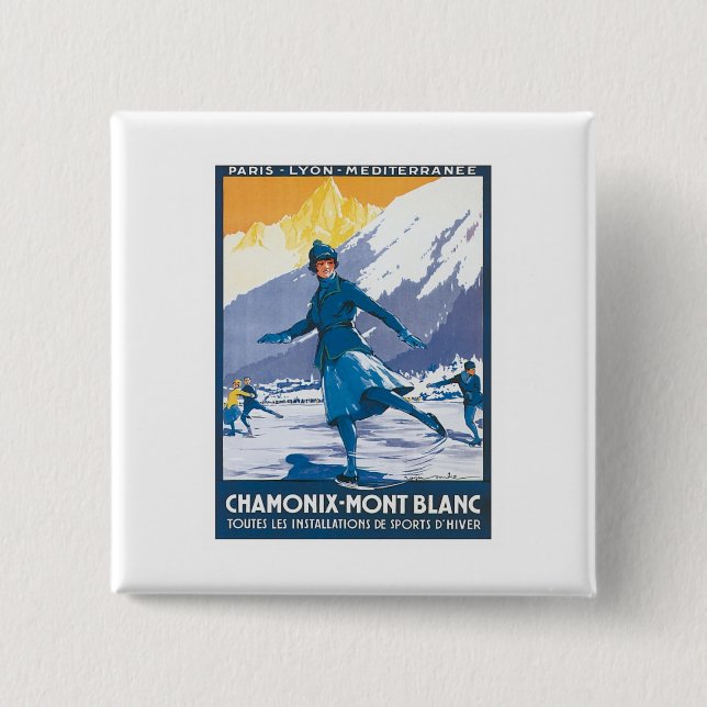 Badge Carré 5 Cm Chamonix vintage Mont Blanc (Devant)