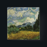 Badge Carré 5 Cm Champ de blé avec Cyprès, Vincent Van Gogh<br><div class="desc">Champ de blé avec Cyprès,  Vincent Van Gogh</div>