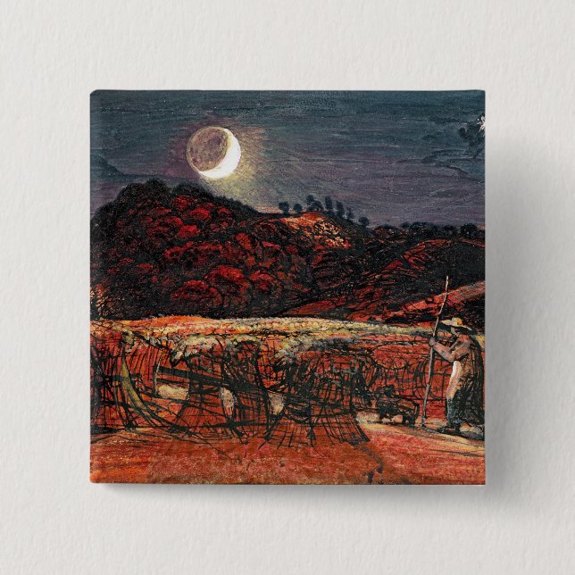 Badge Carré 5 Cm Champ de maïs par le clair de lune, 1830 (Devant)