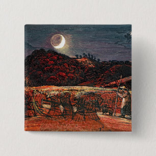 Badge Carré 5 Cm Champ de maïs par le clair de lune, 1830