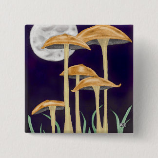 Badge Carré 5 Cm Champignons au clair de lune