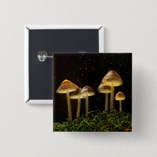 Badge Carré 5 Cm Champignons brillants nocturnes étoilés