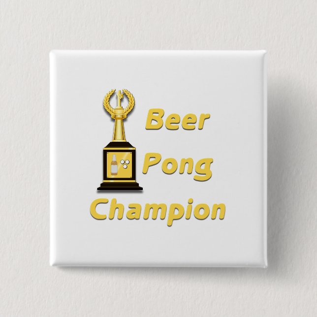 Badge Carré 5 Cm Champion de la bière Pong (Devant)
