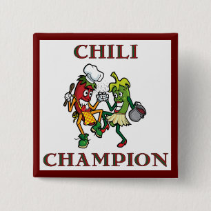 Badge Carré 5 Cm Champion de piment dansant le bouton de Chilis