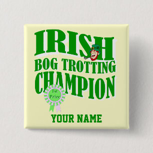 Badge Carré 5 Cm Champion trotteur de marais irlandais, le jour de