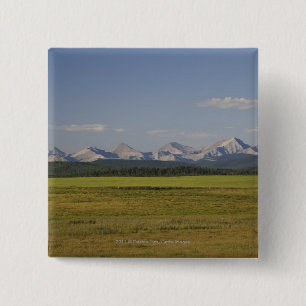 Badge Carré 5 Cm Champs et Rolling Hills verts avec des montagnes