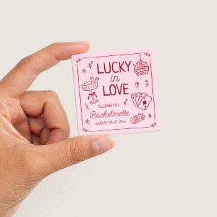 Badge Carré 5 Cm Chanceux en amour Bachelorette fantaisiste dessiné