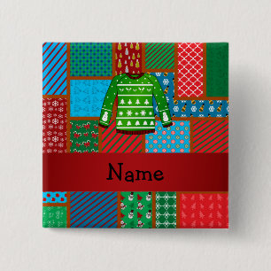 Badge Carré 5 Cm Chandail laid vert nommé fait sur commande de No