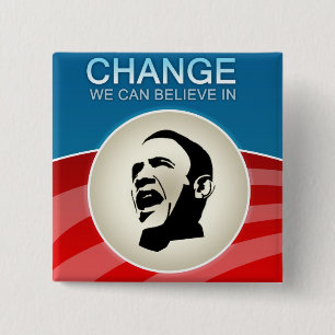 Badge Carré 5 Cm Changement de Barack Obama que nous pouvons croire