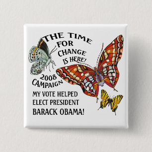 BADGE CARRÉ 5 CM CHANGEZ EST ICI, DES VICTOIRES D'OBAMA !