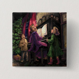 Badge Carré 5 Cm Chant de Noël le long
