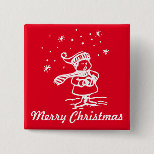 Badge Carré 5 Cm Chant de Noël vintage du pays des merveilles