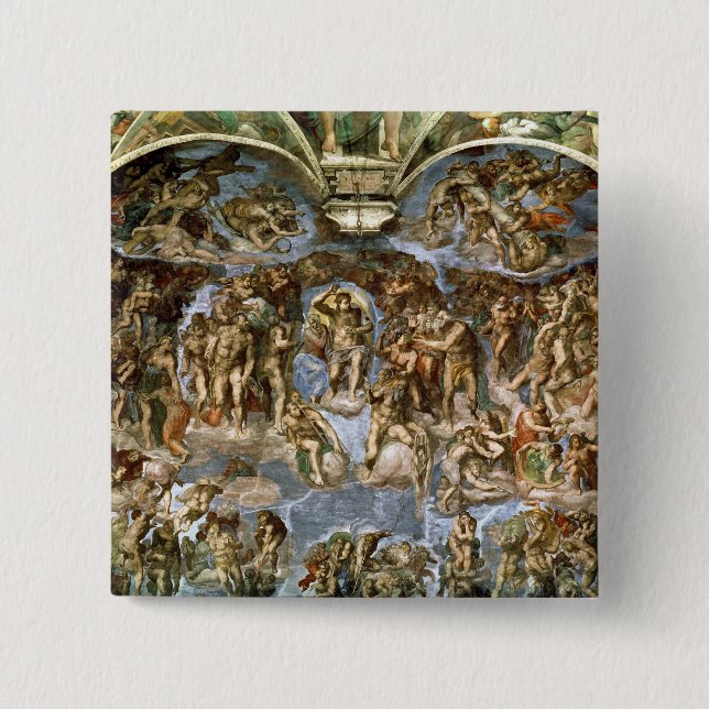 Badge Carré 5 Cm Chapelle de Sistine : Le dernier jugement, 1538-41 (Devant)