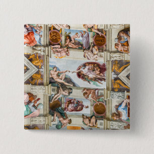 Badge Carré 5 Cm Chapelle Sixtine Michel-Ange - Vatican, Rome, Ital