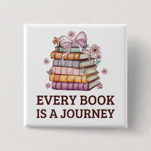 Badge Carré 5 Cm Chaque Livre Est Un Voyage Cadeau enseignant ang