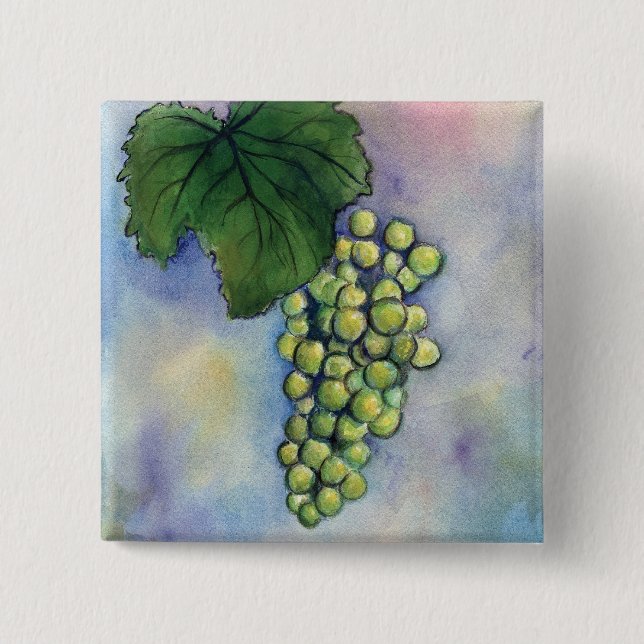 Badge Carré 5 Cm Chardonnay Wine Grapes Button (Devant)