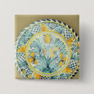 Badge Carré 5 Cm Chargeur de Bluedash Delftware, poterie de Lambeth